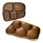 Olive wood platters, in organic shapes.
