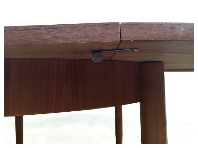 Vintage Scandinavian teak dining round table 60s