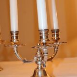 Pair of triangular 3-light candlesticks