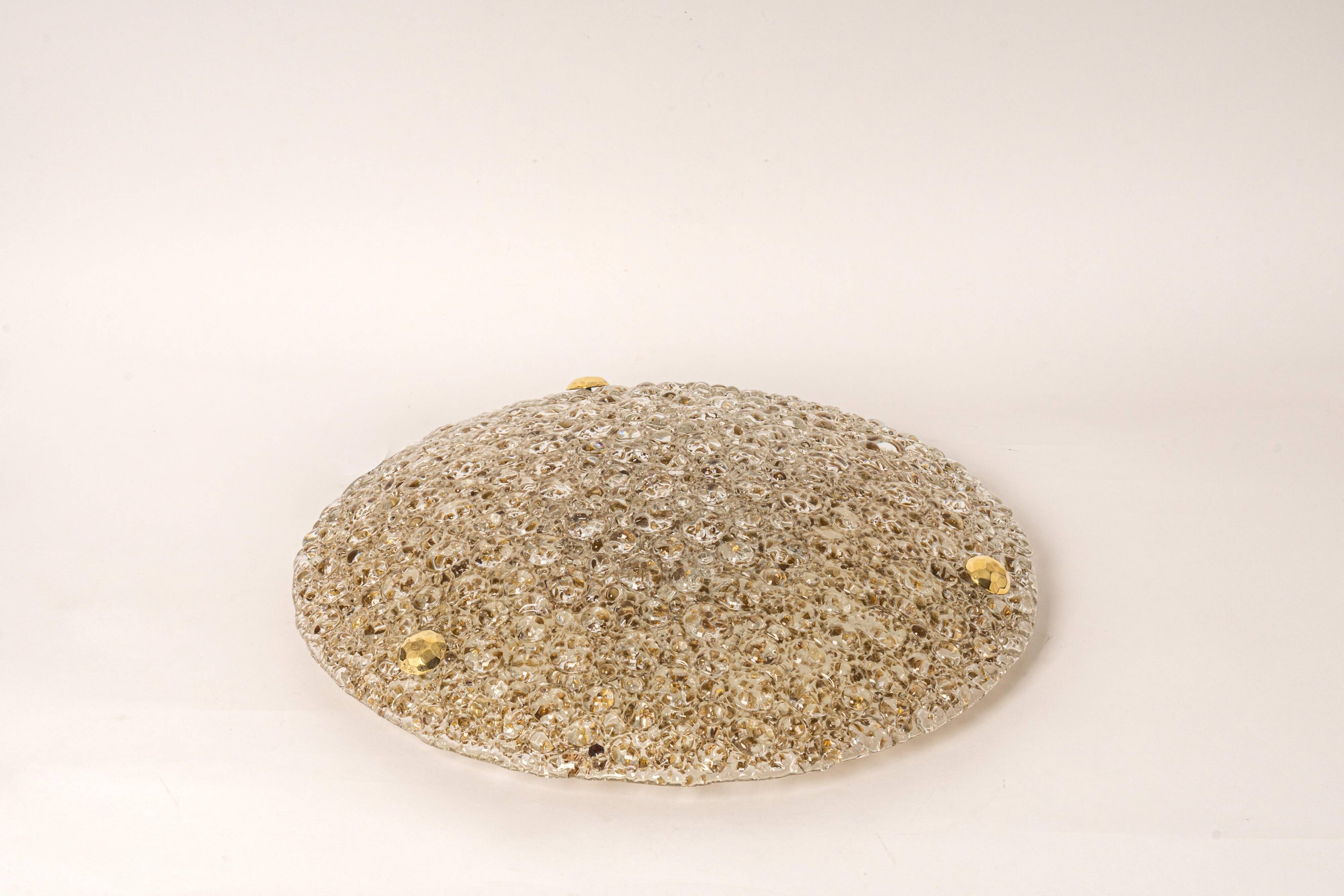 Round bubble ceiling light Murano amber by Hillebrand, Germany, 1970s