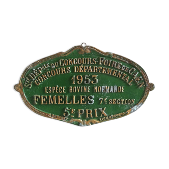 Plaque agricole de 1953