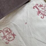 Antique sheet in embroidered hemp linen