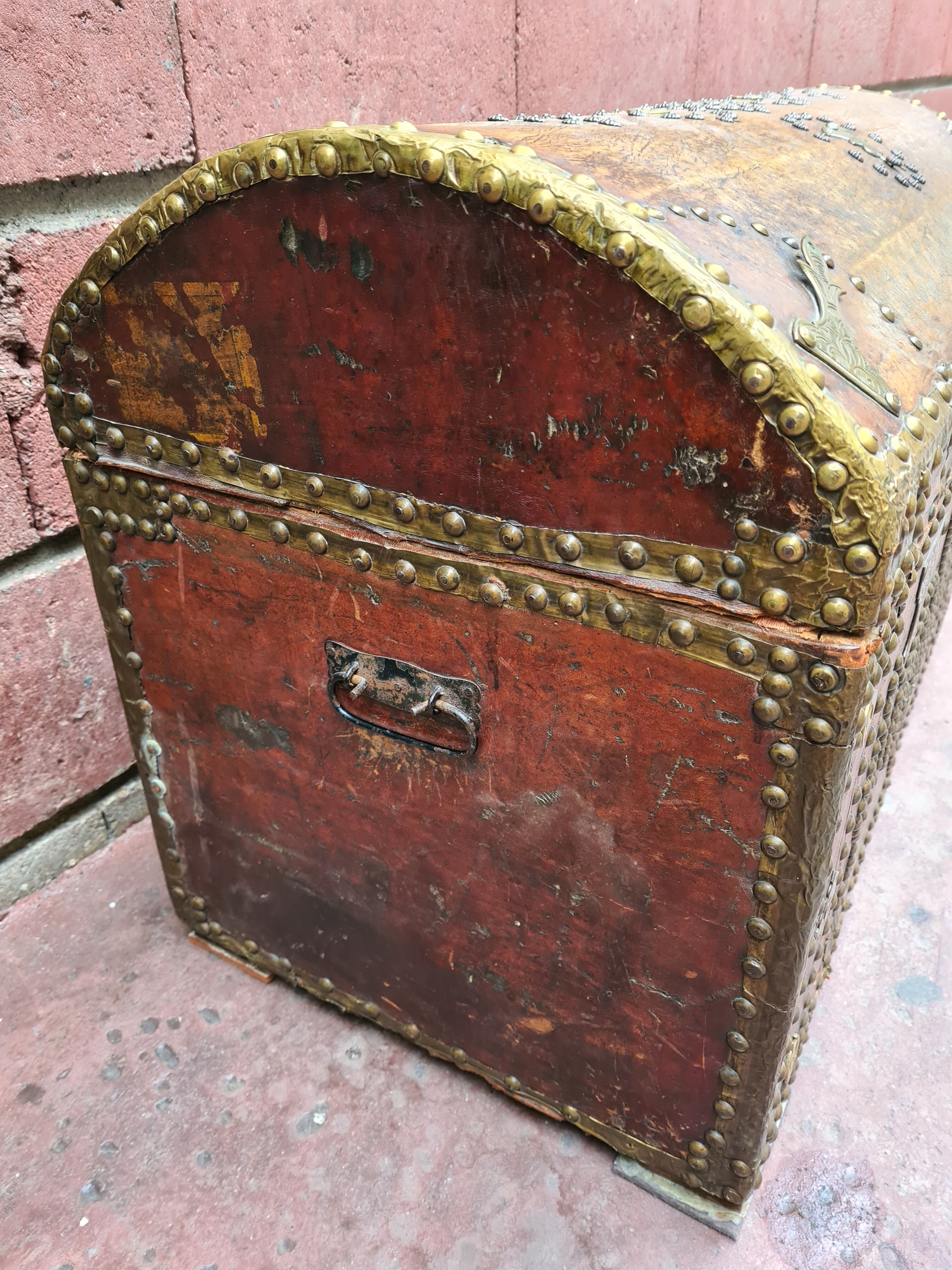 Wooden box and antique leather