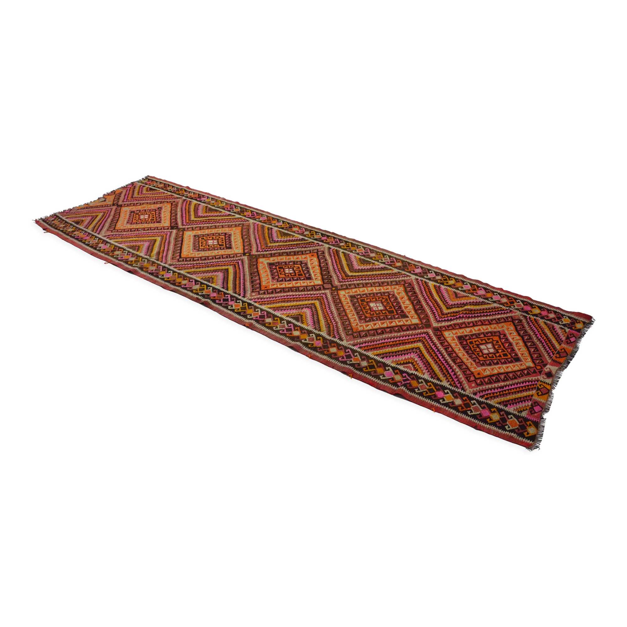 Anatolian handmade kilim rug 366 cm x 115 cm