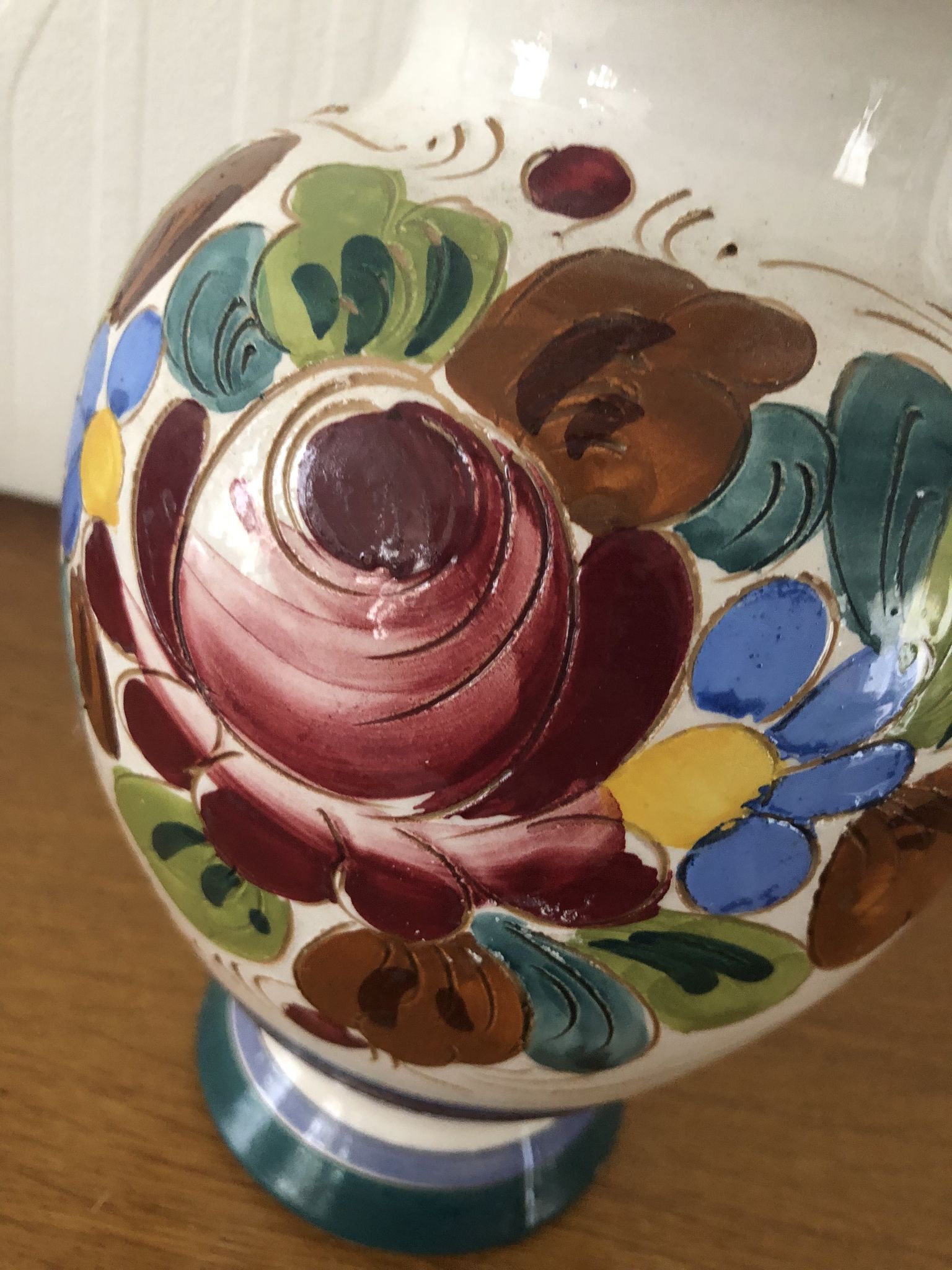 Italian majolica ceramic pitcher / jug signed