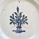 Old round hollow dish XVIII black bottom Rouen Forges les eaux