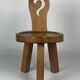 Sculptural Brutalist Chunky Tripod Stool in Oak, 1960s