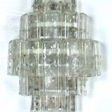 Pair of XL clear murano glass elements wall lamps produced in Italy during the 70s. Attributable to