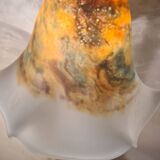 large American art deco steel patina lamp, 64x24 tulip signed max elec ok set to French standard