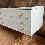 Seventies freshwater blue and brass sideboard