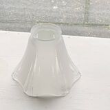 Globe tulipe en verre transparent et blanc, en forme de corolle de fleurs, vintage 1950