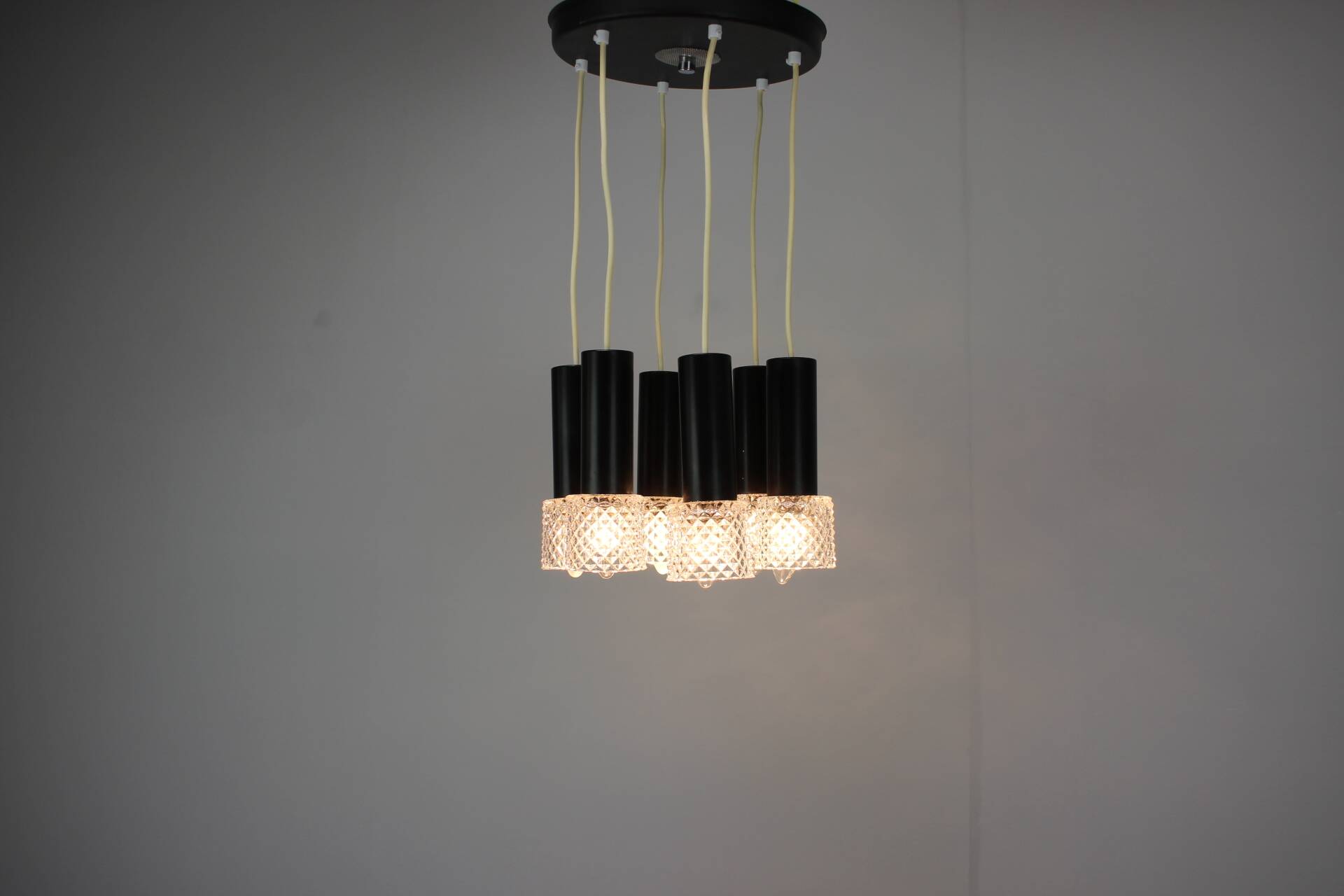 Czechoslovak opaline glass lustre from the 1970s