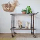 Vintage stained wood and clear glass sideboard – 1950s/60s