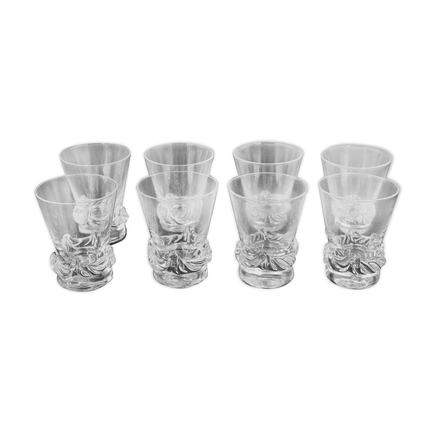 8 Daum crystal wine glasses France Sorcy H model 8.7 cm