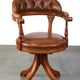 Swivel English style Chesterfield armchair/office chair in brown cowhide