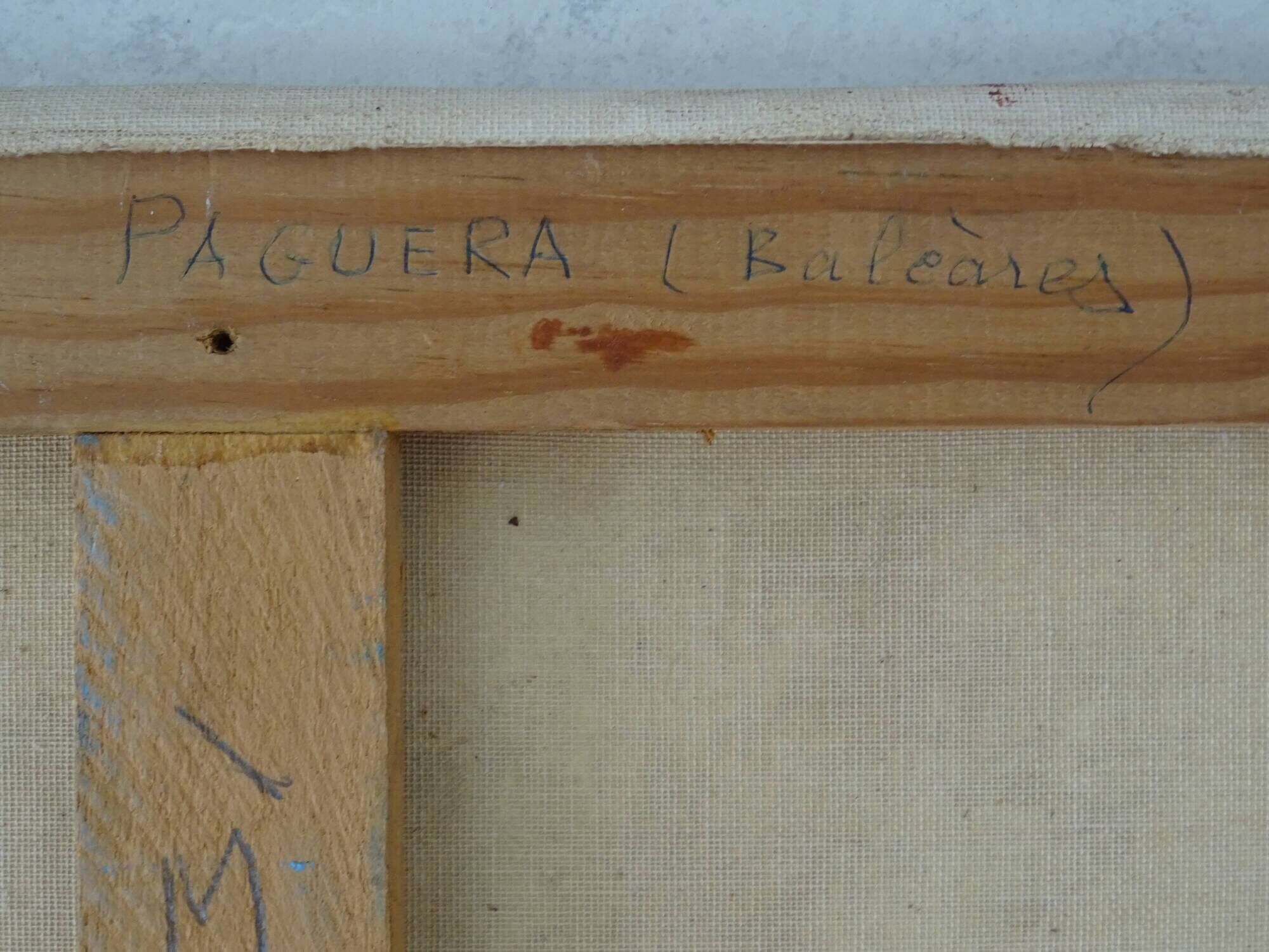 Painting view of Paguera Balearic Islands oil on canvas signed 1961