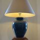 Grand pied de lampe d'albret- made in france, années 70's, bleue craquelée