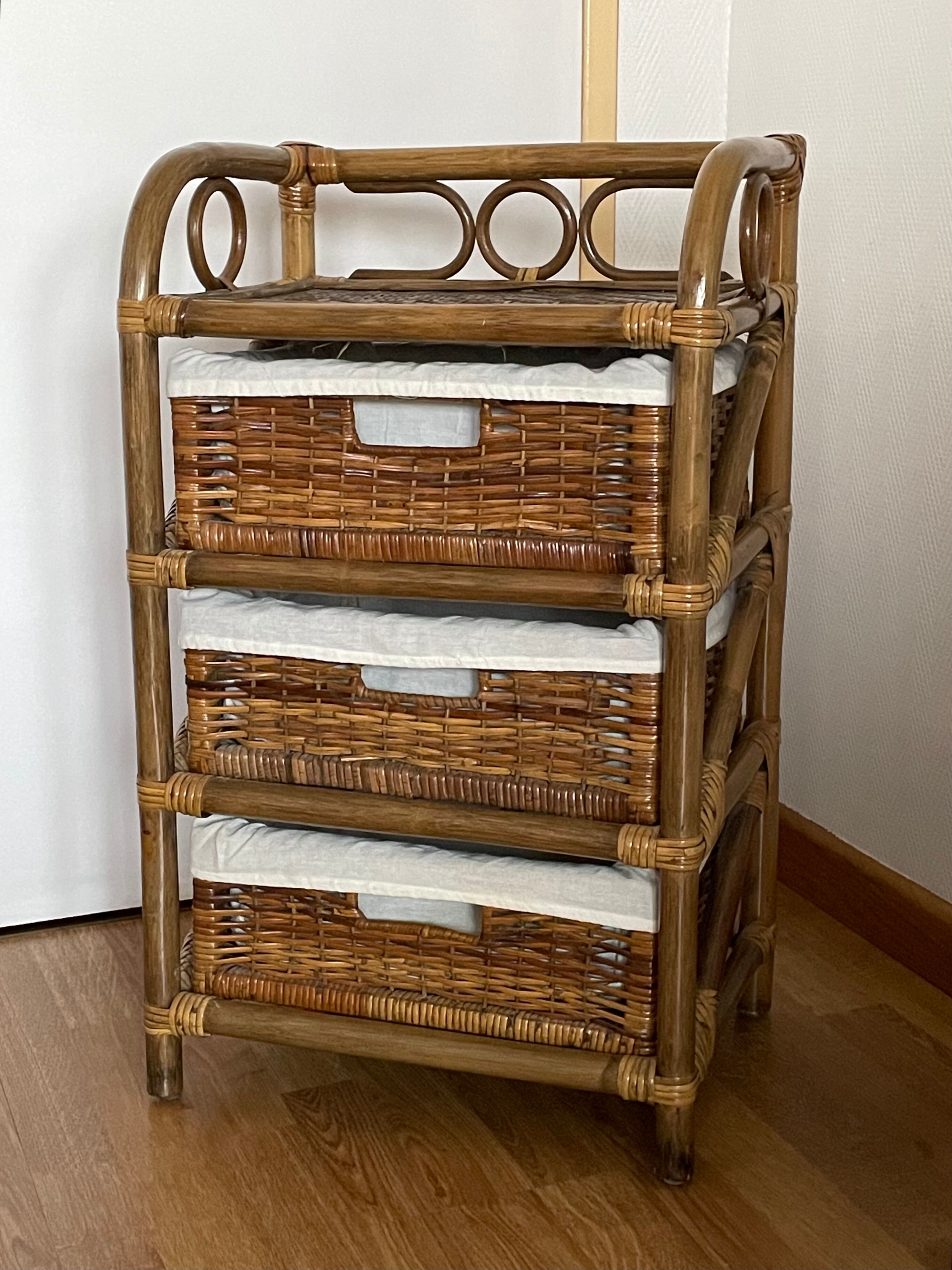 Bamboo and rattan drawer cabinet