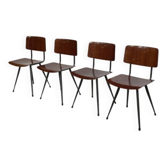 Set of 4 Vintage School Chairs Marko Holland Design 1960s - Friso Kramer Style