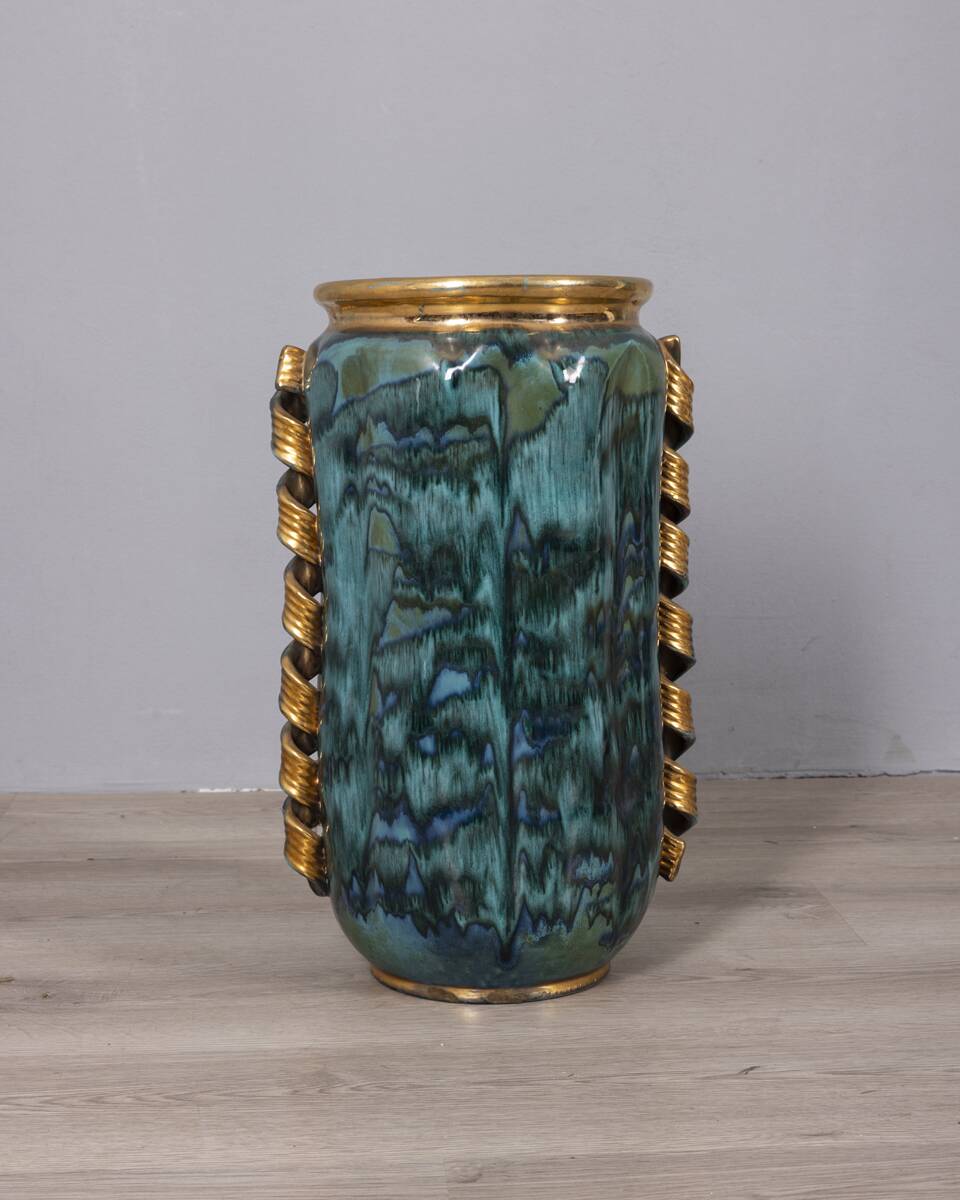 Large 1950s vintage decorated ceramic vase, Italian design