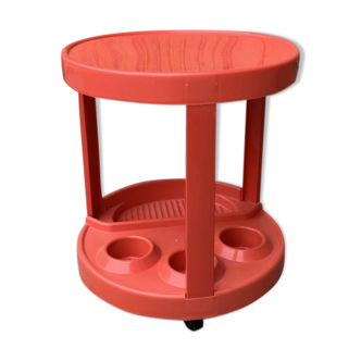 Mid-Century Italian Bar Cart in Red Plastic, 1970s