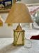 Bamboo-effect ceramic table lamp with shades, 1970s