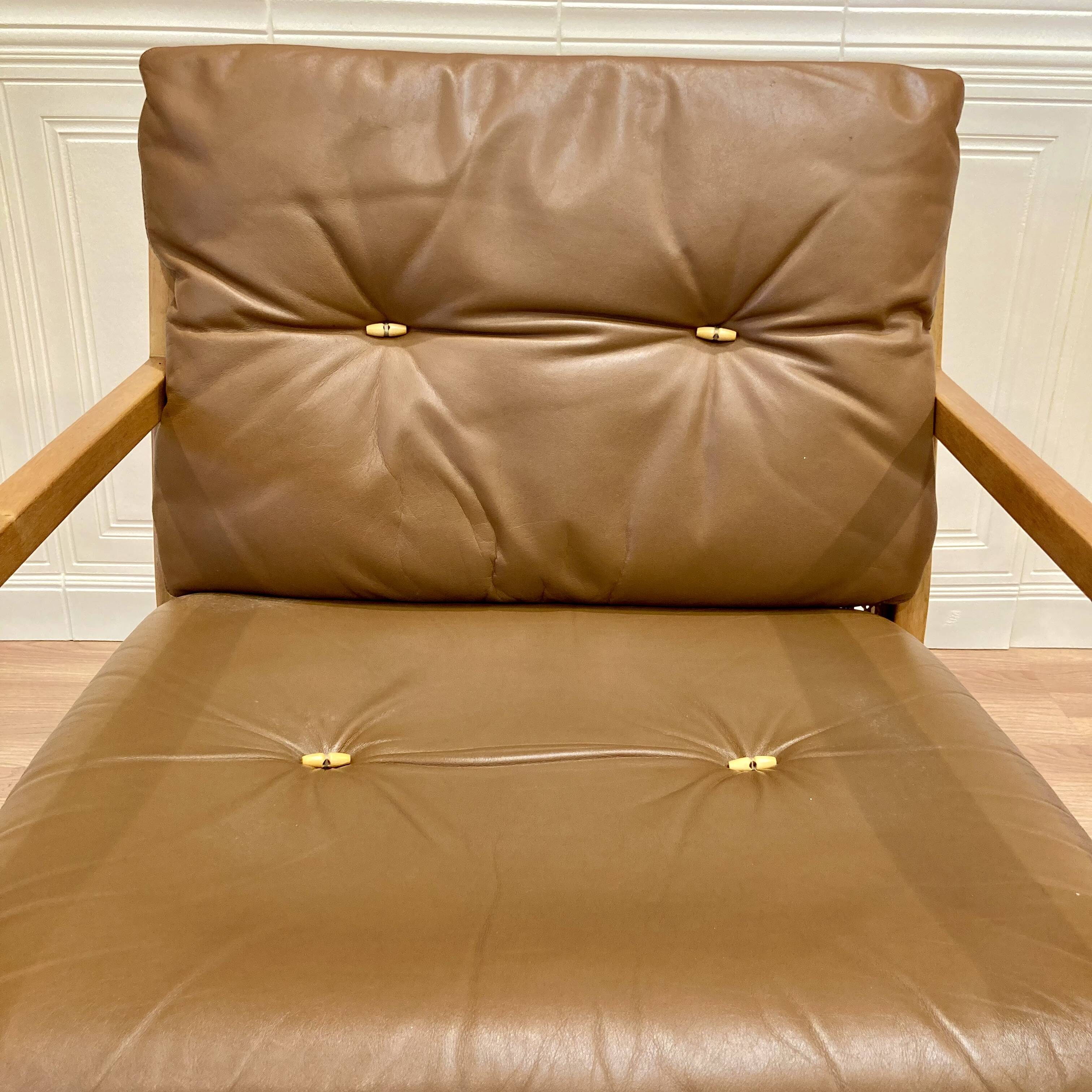 Scandinavian design leather armchair "Bernt Petersen" 1960.