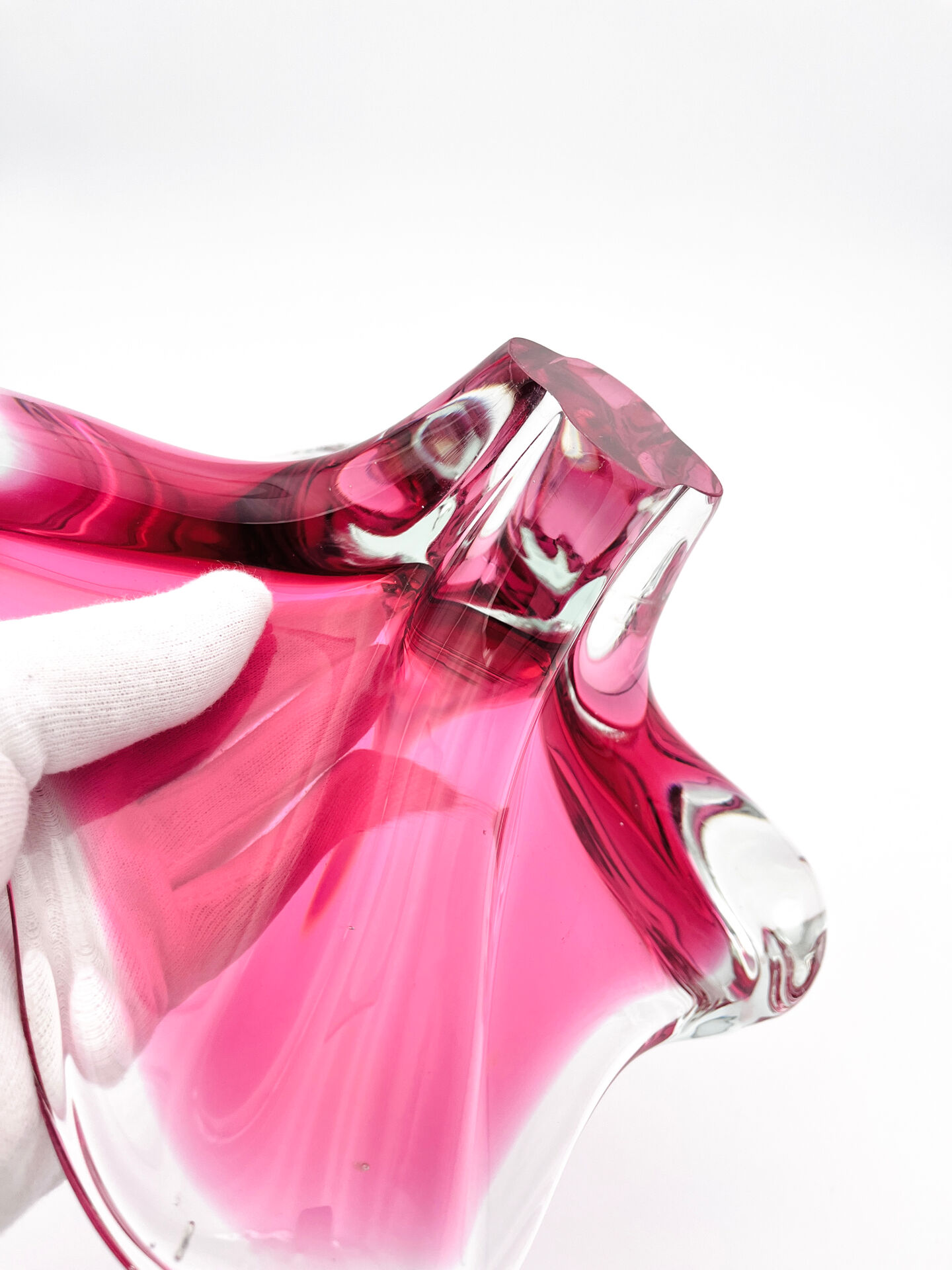 Large Crystal Bowl Bohemia Josef Hospodka 2.6kg Ruby Design 1960