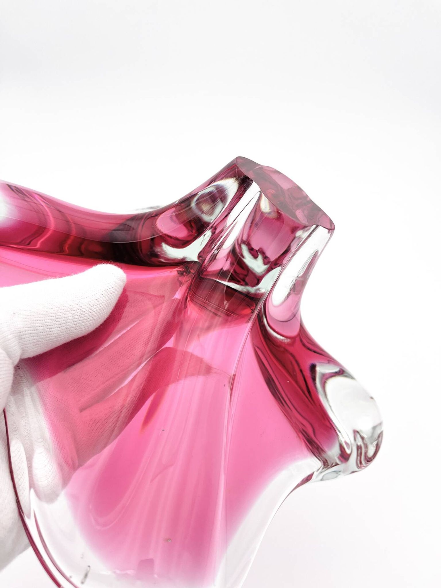 Large Crystal Bowl Bohemia Josef Hospodka 2.6kg Ruby Design 1960