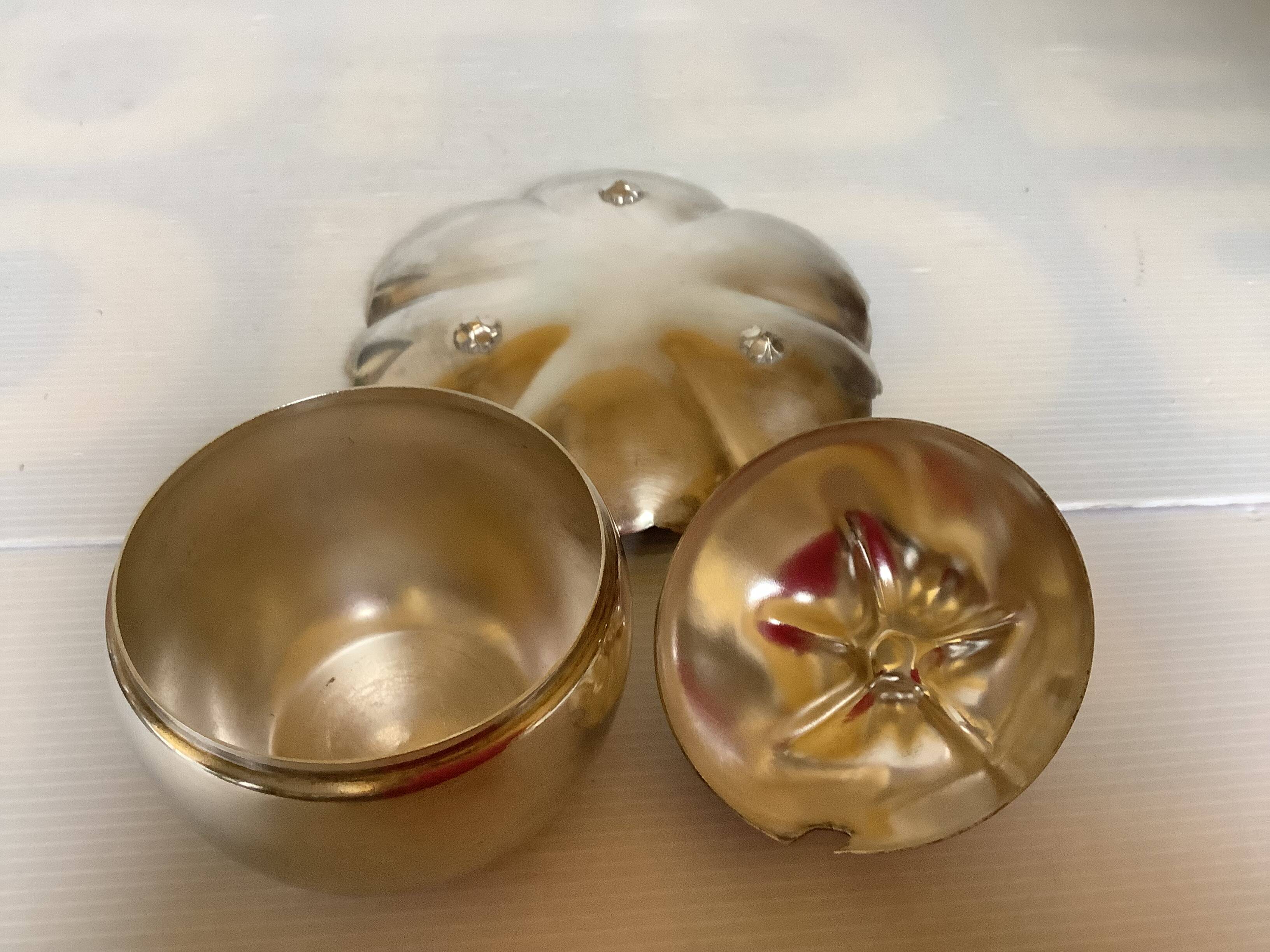 Silver metal apple-shaped trinket dish