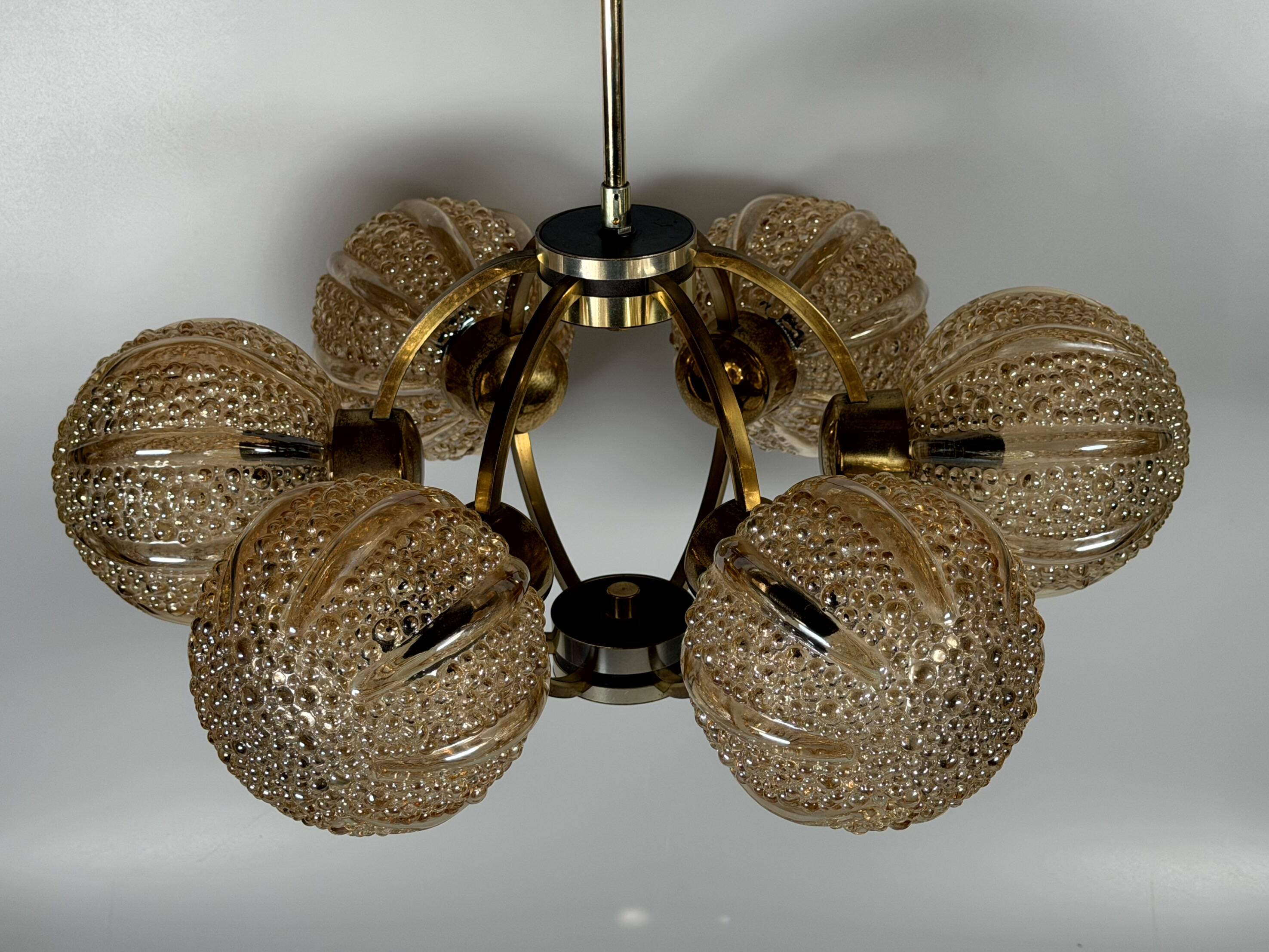 1960s 1970s 6-Light Sputnik Chandelier by Kaiser Leuchten Germany