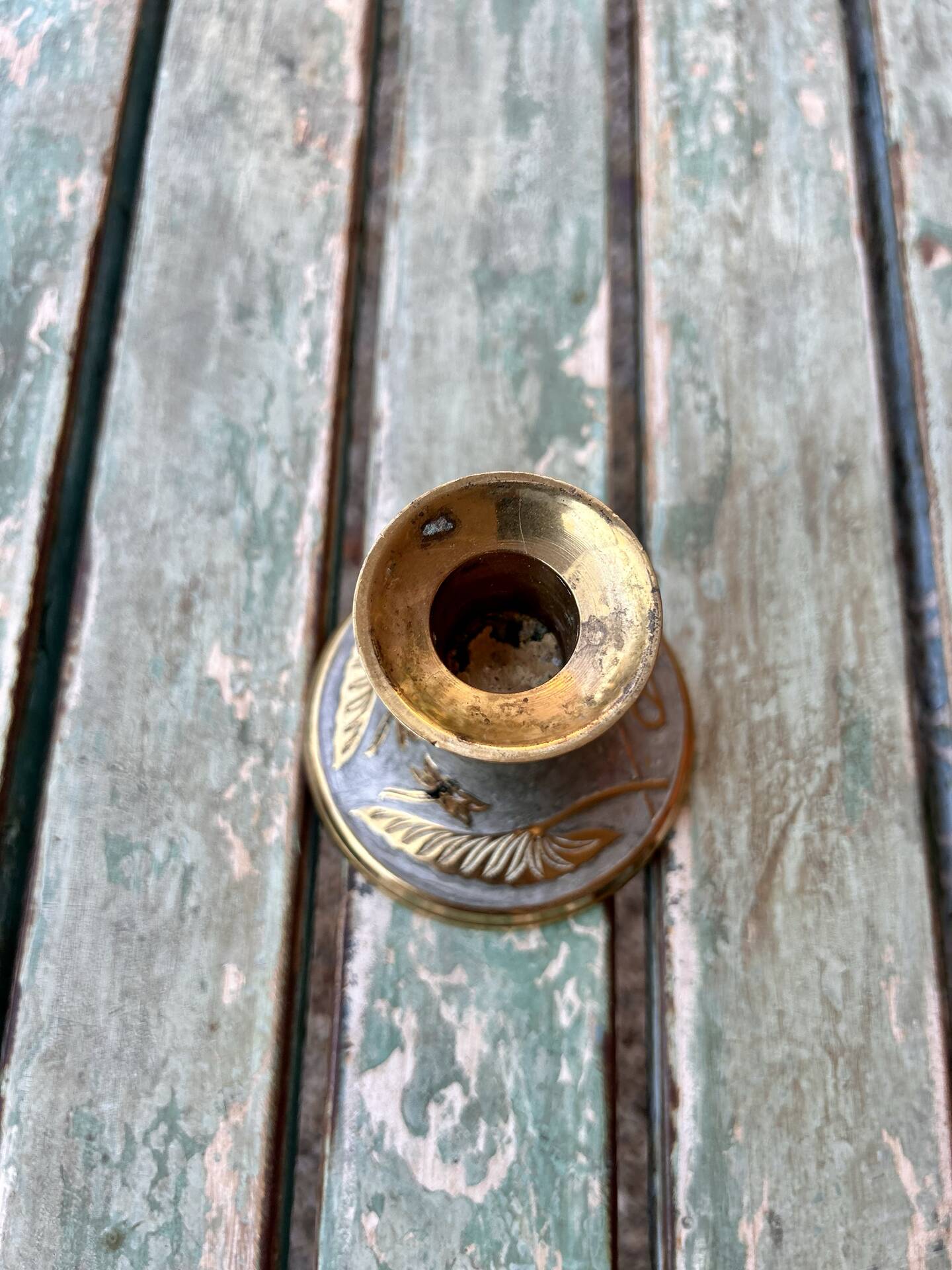Golden brass candlestick