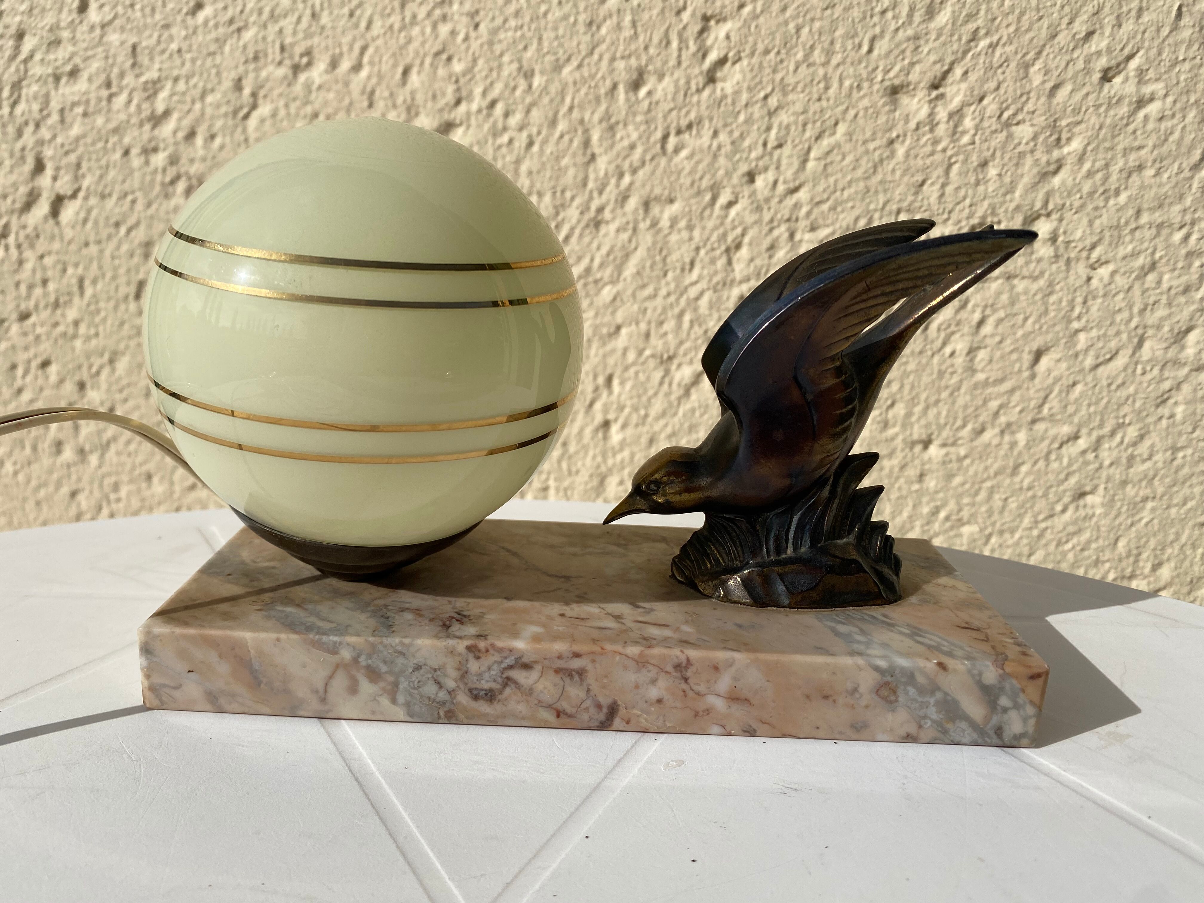 Vintage bird art deco lamp