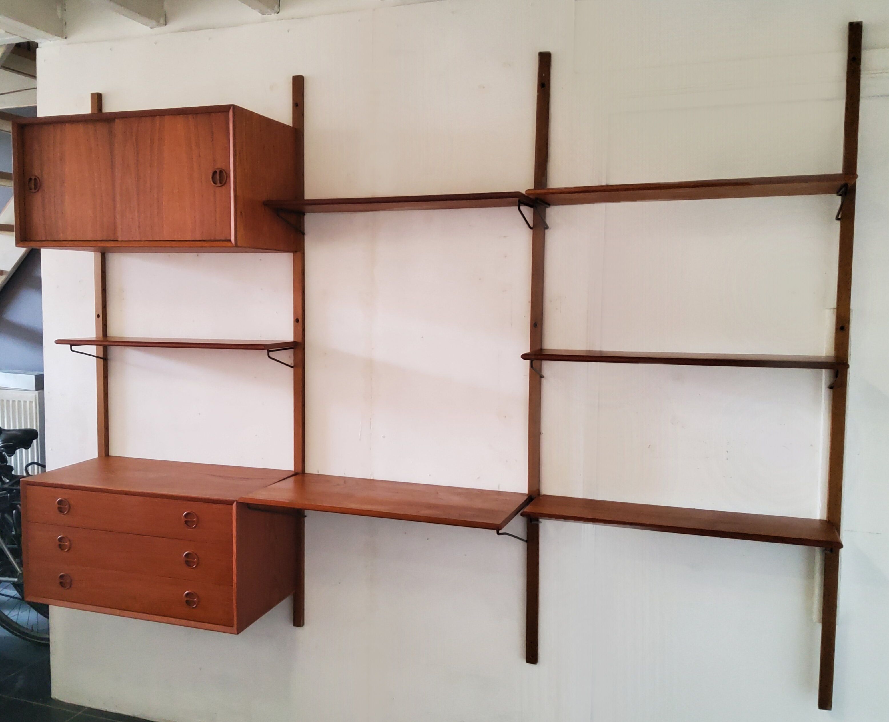 Danish vintage modular wall shelf, 1960