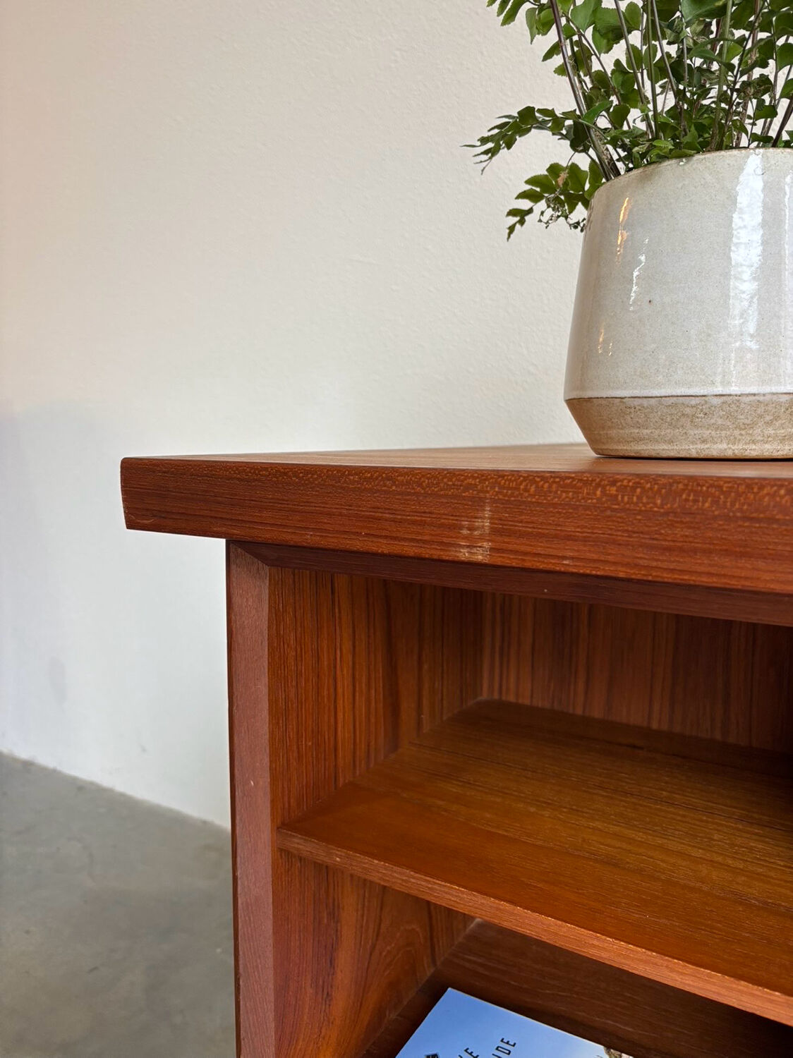 Big vintage Danish freestanding desk in teak