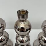 Set of 3 candlesticks in 20th century eglomise glass, vintage space age retro