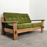 Brutalist oak sofa