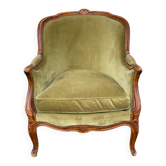 Fauteuil Bergère vert Louis XV
