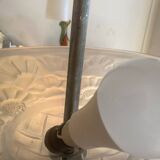 Washbasin pendant light in frosted glass and chrome, 1940-50