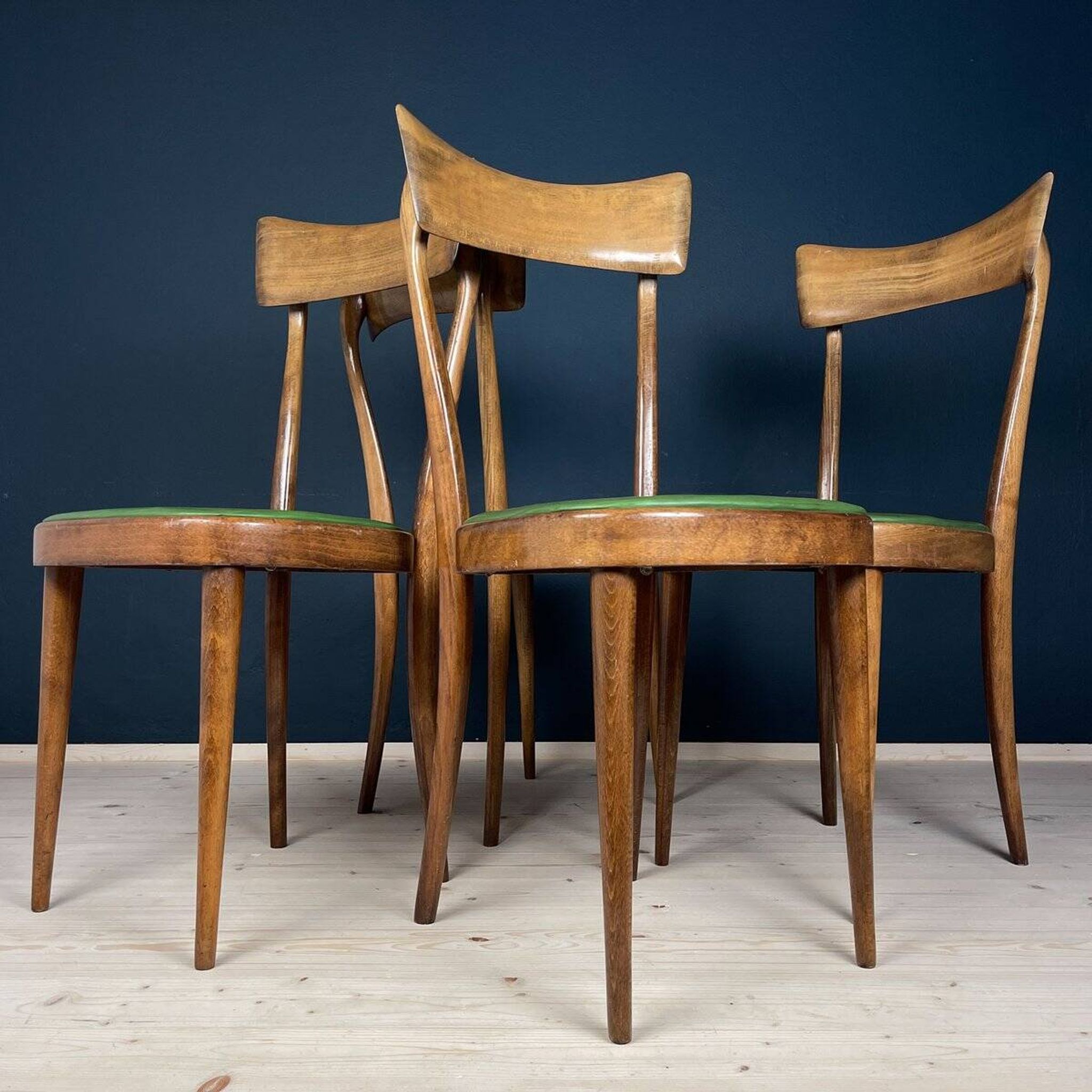 Vintage dining chairs by Pirelli Sapsa, Italy 1950s, set of 4.