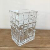 Glass vase with raised squares