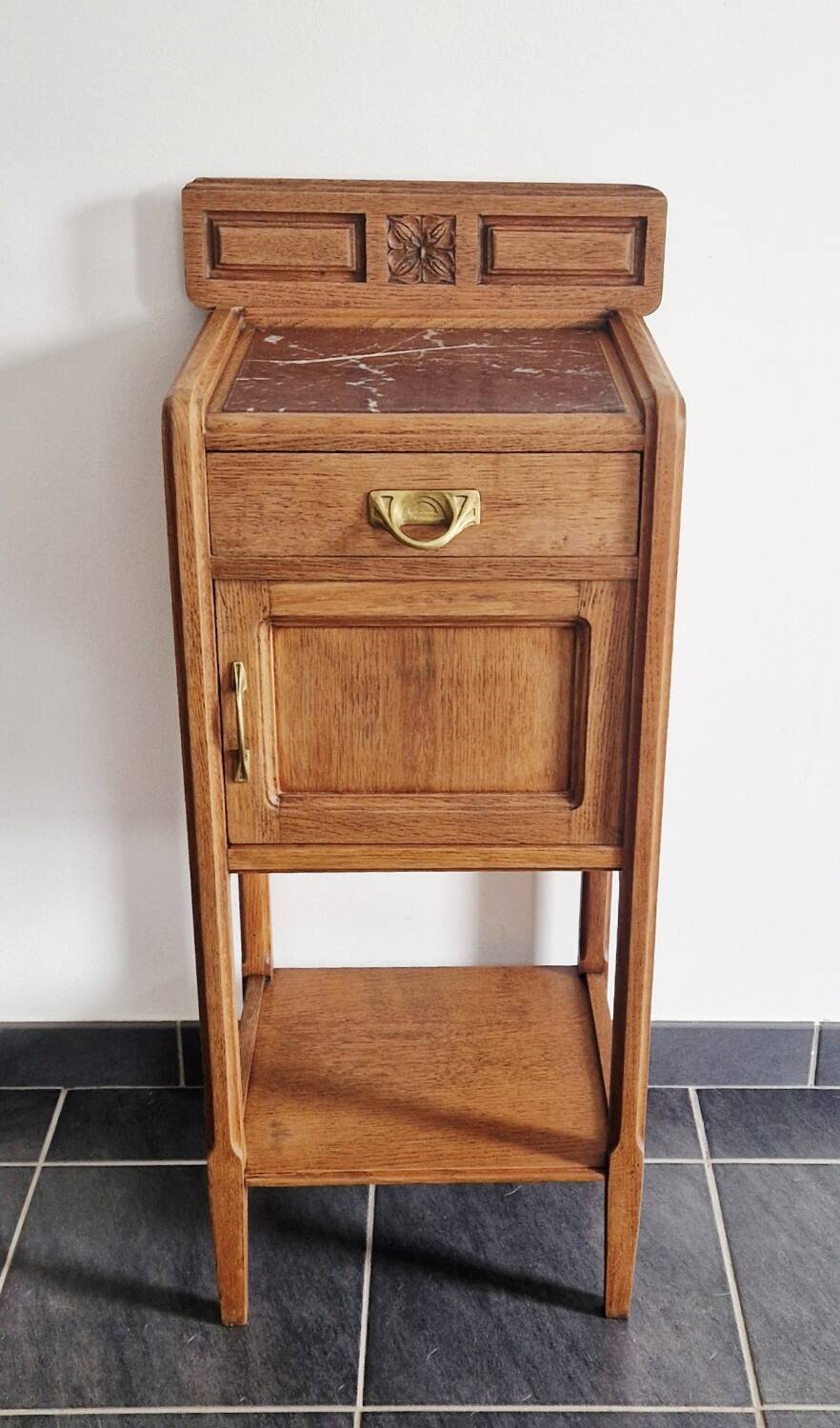 Art Deco style bedside table in solid oak, 1930s