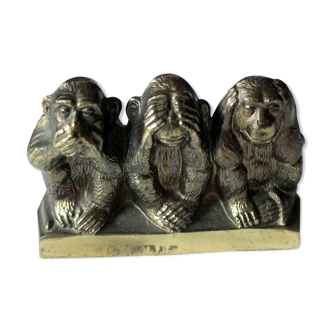 Poids en papier laiton trois singes