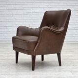 1960s, Danish armchair, furniture leather, ash wood legs.
