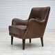 1960s, Danish armchair, furniture leather, ash wood legs.