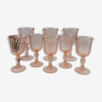 Set of 8 vintage Luminarc stemmed glasses Rosaline