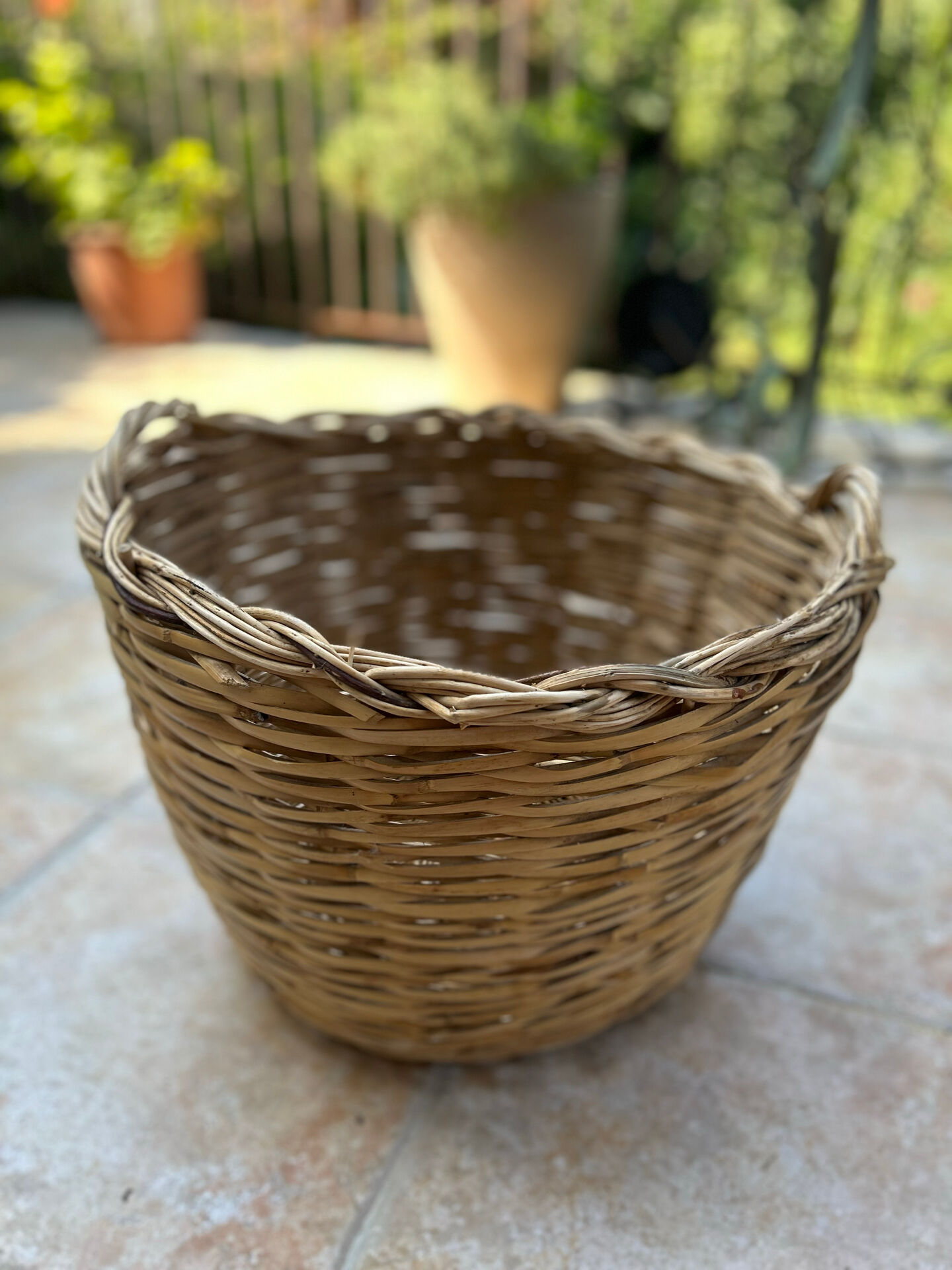 Panier malle rangement vintage osier tressé