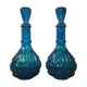 2 bottles Empoli Italian blue glass