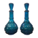2 bottles Empoli Italian blue glass