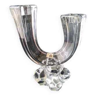 Daum asymmetrical crystal candle holder